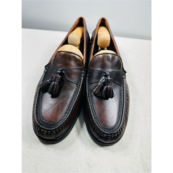 Johnston & Murphy Shoes Men\'s Size 8.5 Brown Leather Tassel Loafers Italy main image 4